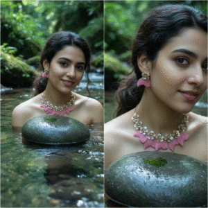 Pink Butterfly Statement Necklace Set