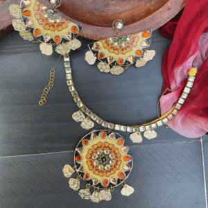 Sunmica Printed Statement Necklace Set