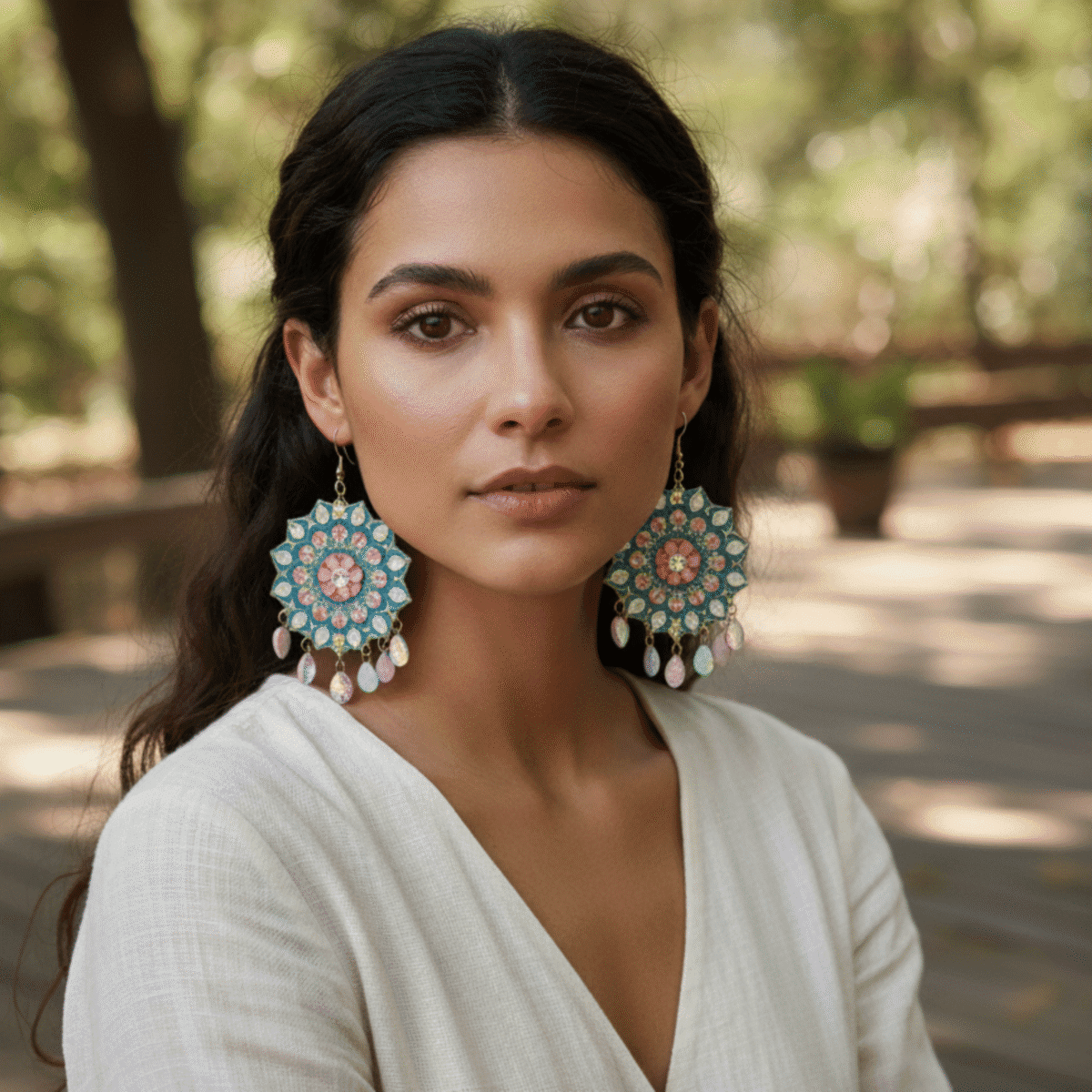 Mandala Art Statement Earrings - Image 8