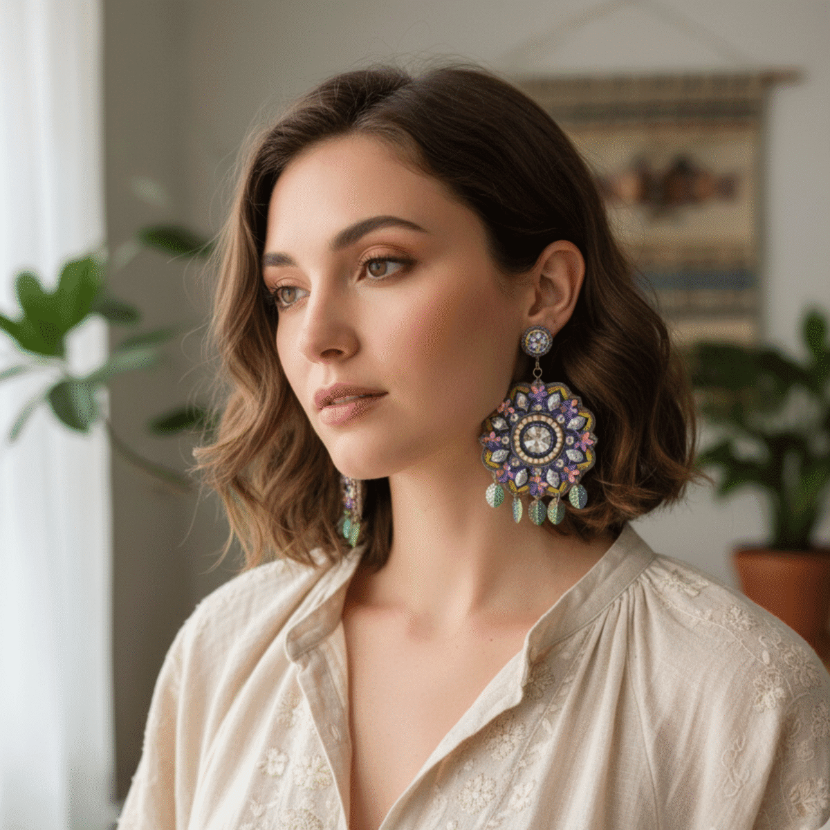 Mandala Art Statement Earrings - Image 11