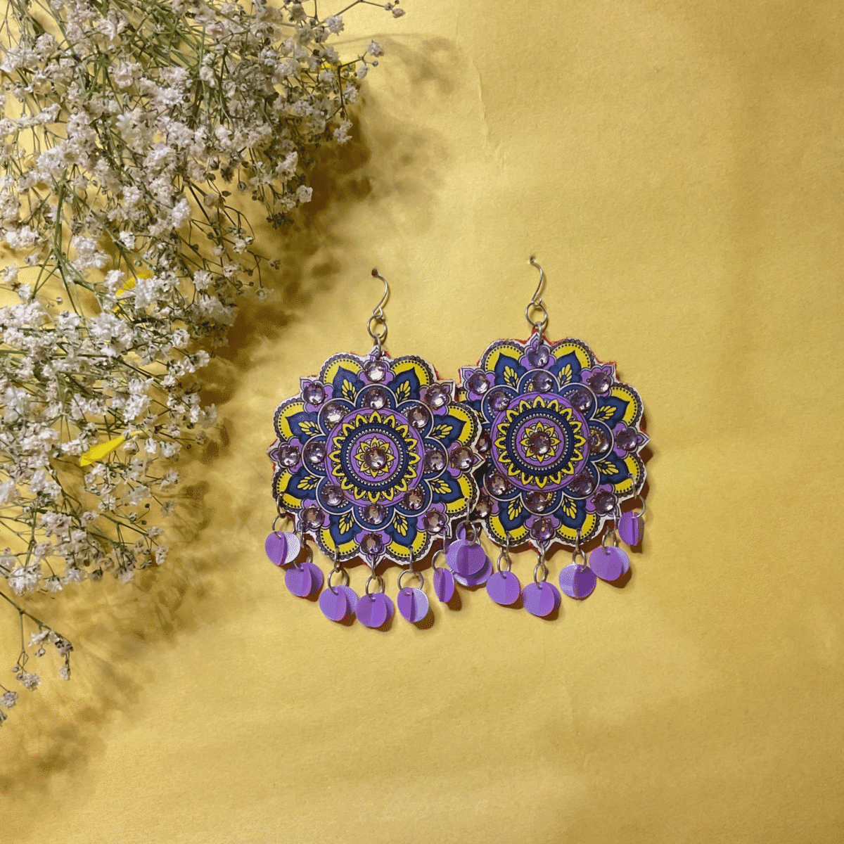 Mandala Art Statement Earrings - Image 3