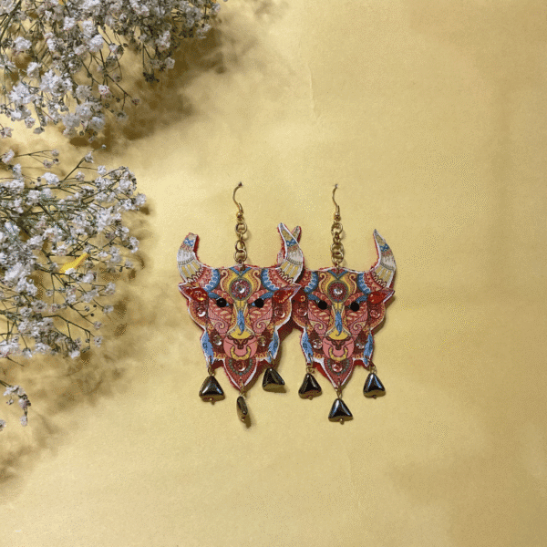 Vibrant Demon Face Statement Earrings