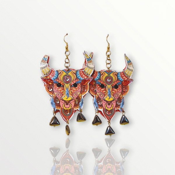 Vibrant Demon Face Statement Earrings - Image 3