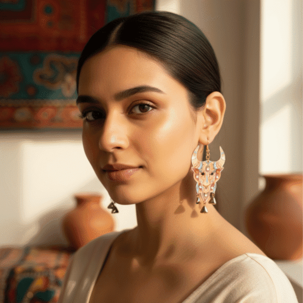 Vibrant Demon Face Statement Earrings - Image 2