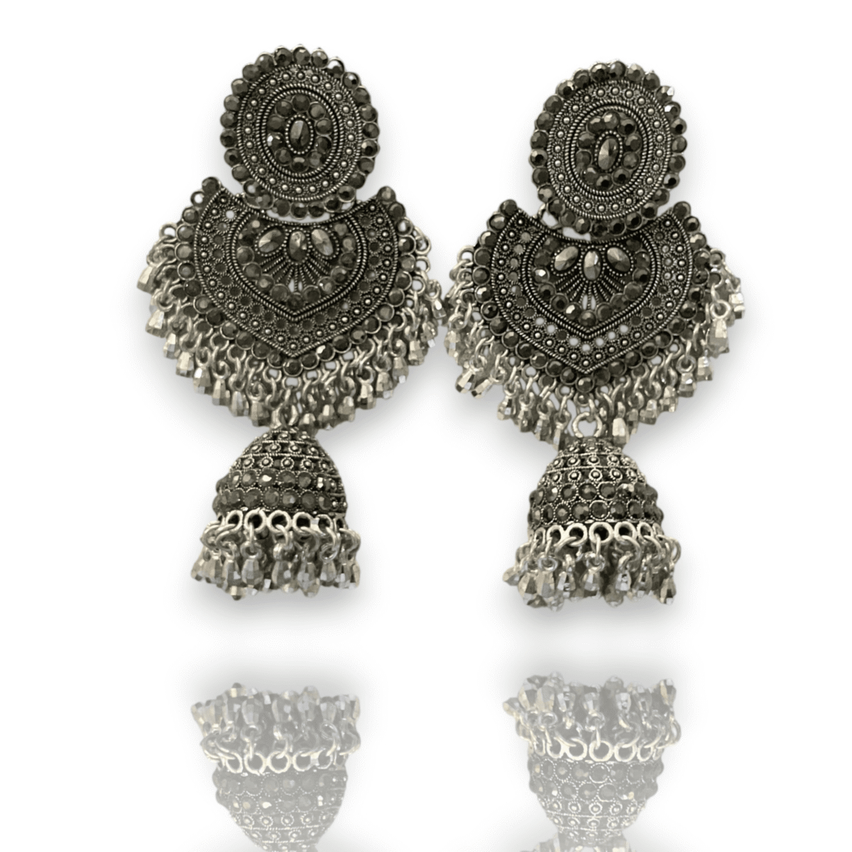 Oxidized Chandbali Jhumka Set