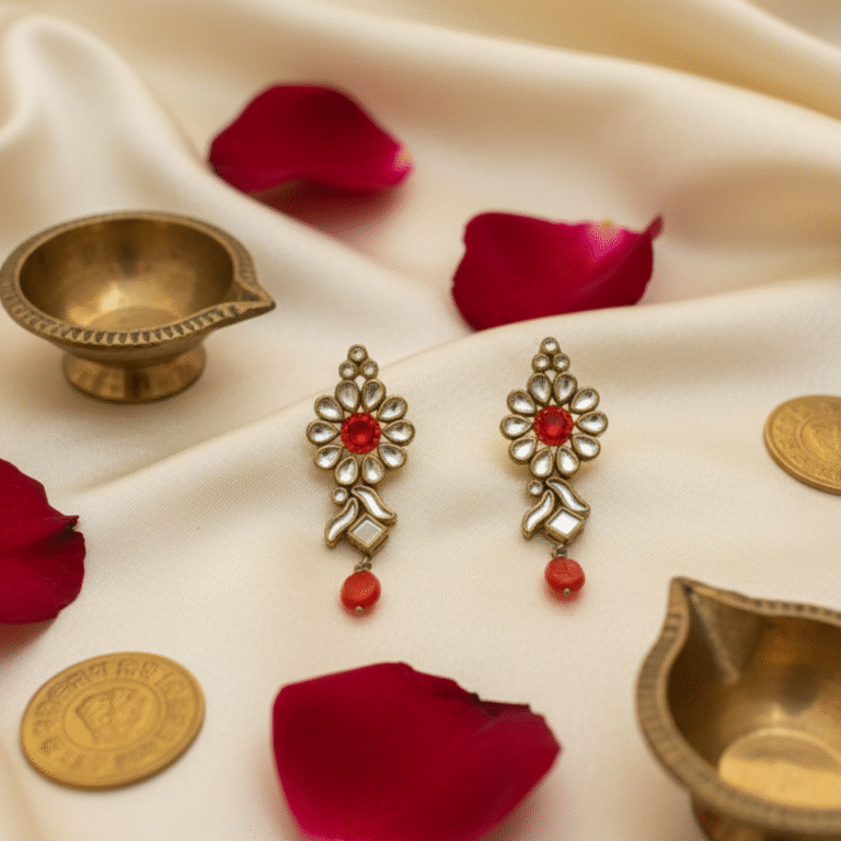 Heritage Kundan Statement Earrings- - Image 10