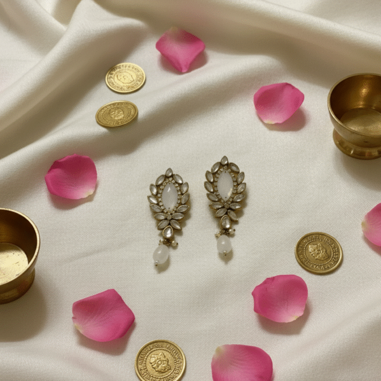 Heritage Kundan Statement Earrings- - Image 7