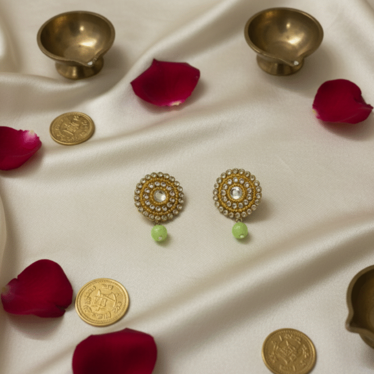 Heritage Kundan Statement Earrings- - Image 8