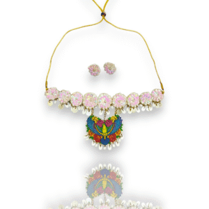 Peacock Motif Pearl Strand Necklace Set
