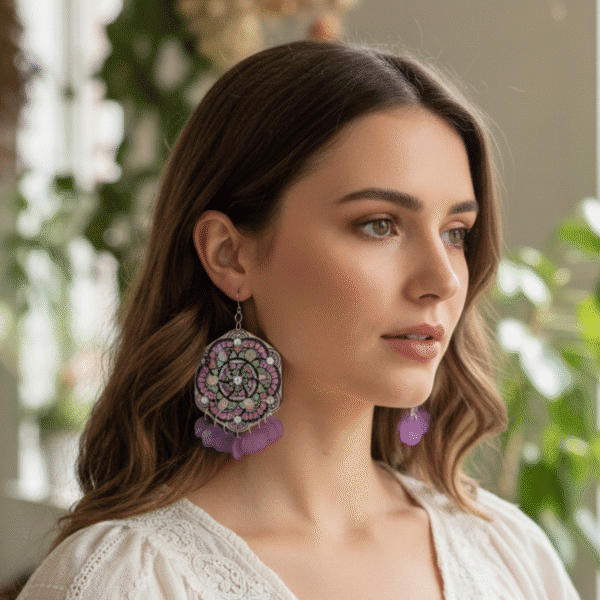 Geometric Mandala Statement Earrings - Image 9