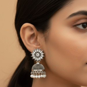 Crystal Sunburst Jhumka Earrings