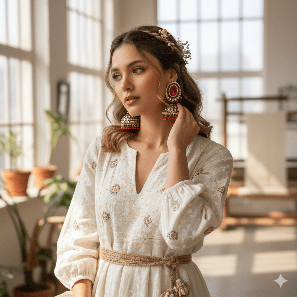 kundan-stone-jhumka-pearl-drops - Image 6