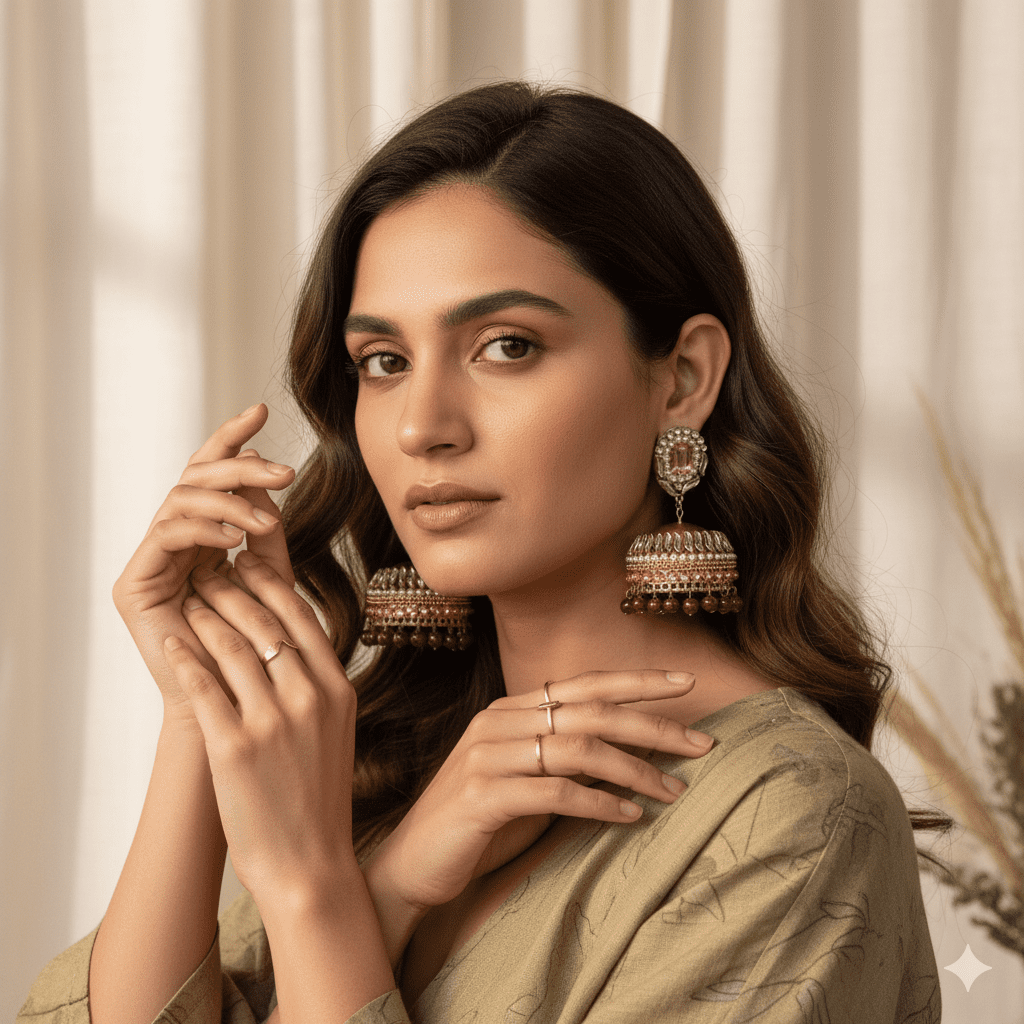 kundan-stone-jhumka-pearl-drops - Image 8