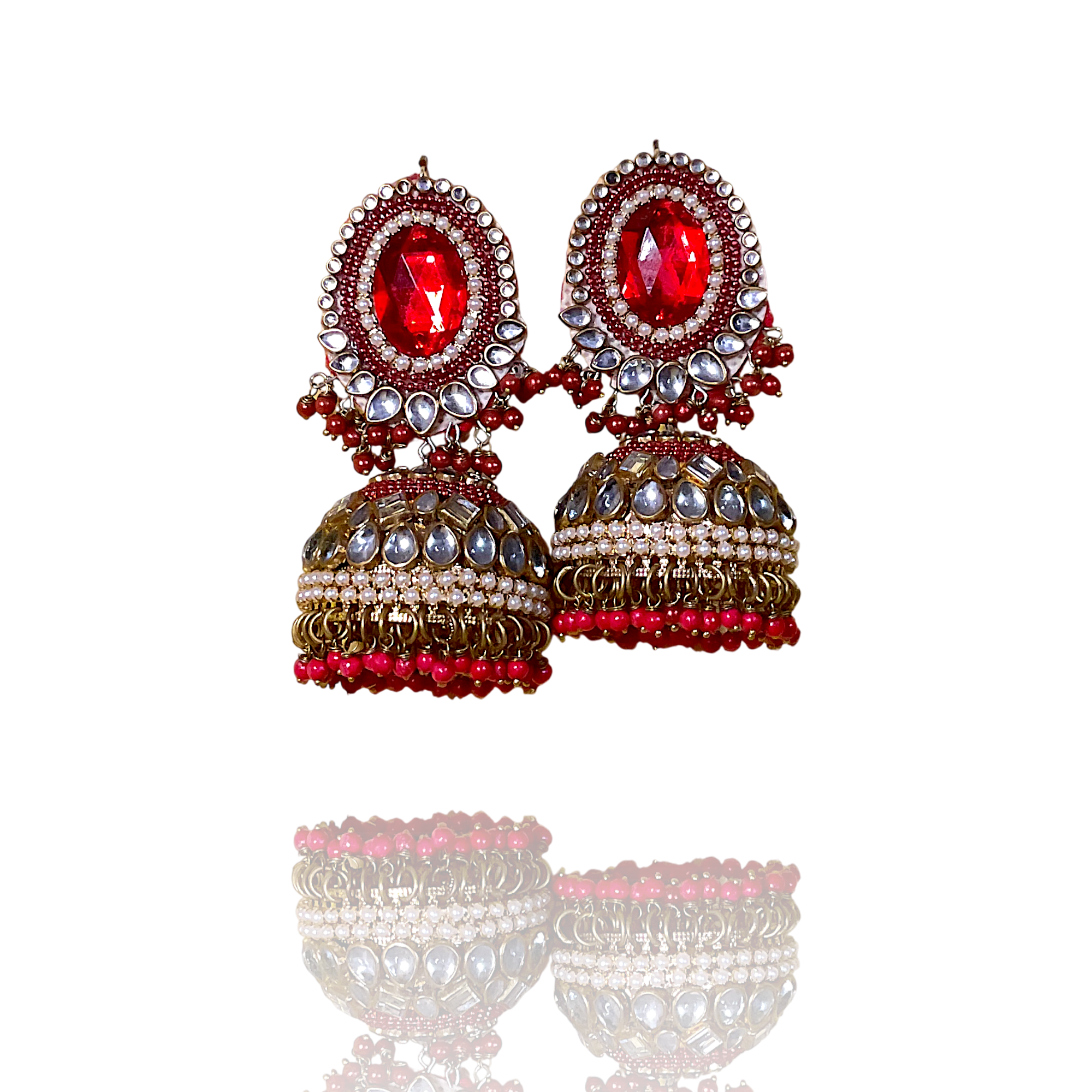 kundan-stone-jhumka-pearl-drops - Image 3