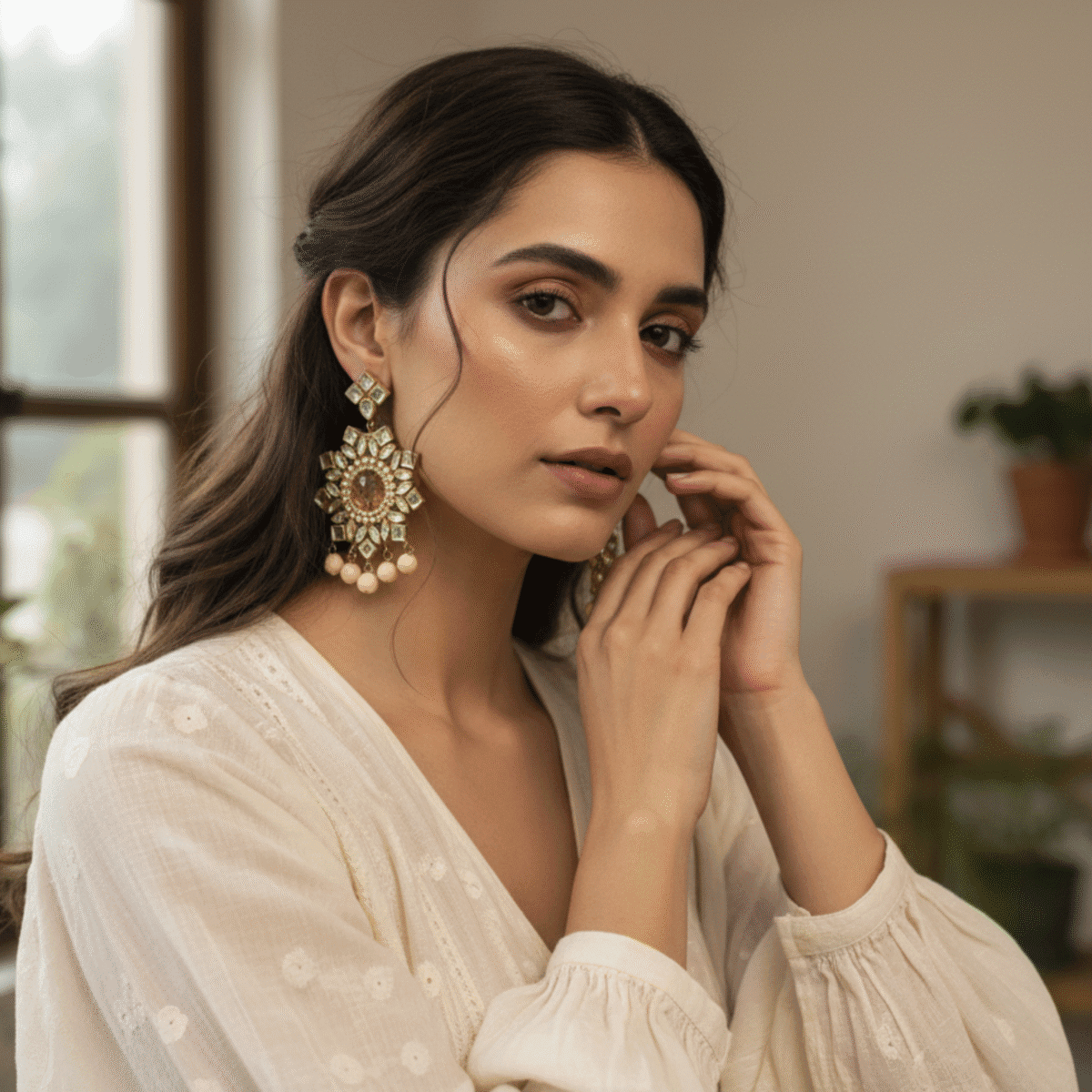 Royal Radiance Kundan Earrings - Image 4